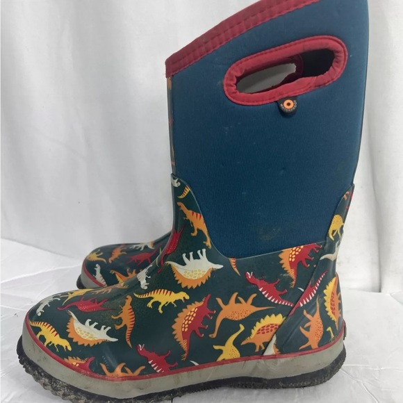Bogs K Classic Youth Size 5 Dino Rain Boot Pull On waterproof Flaw - Picture 7 of 15